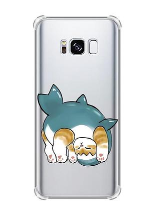 Чохол з потовщеними кутами на samsung galaxy s8 :: котик акула (принт 378)