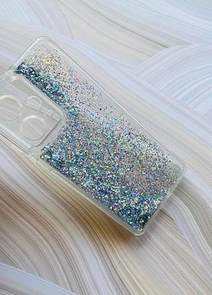 Чехол с плавающими блестками на xiaomi redmi note 12 pro plus серебро 3