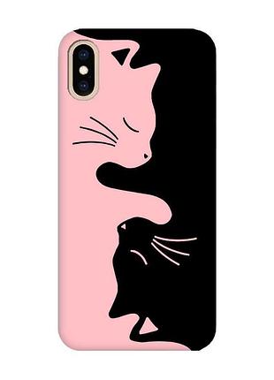 Матовый розовый чехол на iphone xs max :: кошечки (принт 118)