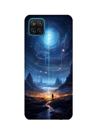 Чехол с бирюзовыми боками для samsung galaxy a12 :: космос (принт 244)