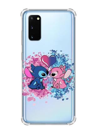 Чохол із потовщеними кутами на samsung galaxy s20 plus стіч і ангел (принт 391)