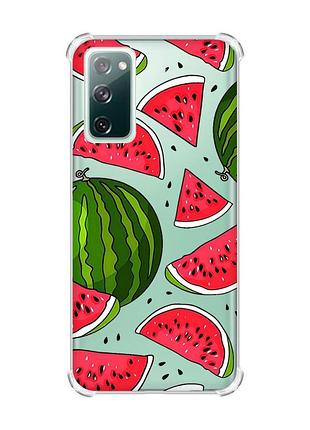 Чохол з потовщеними кутами на galaxy s20 fe :: кавуни (принт 341)