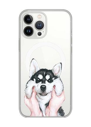 Магнитный чехол на iphone 14 pro max с поддержкой magsafe :: мордочка (принт 121)