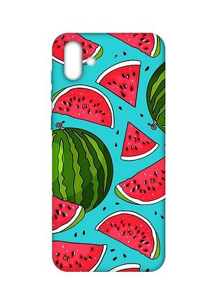 Матовый бирюзовый чехол на samsung galaxy a04 :: арбузы (принт 341)