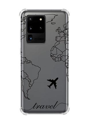 Чехол с утолщёнными углами для samsung galaxy s20 ultra :: карта. контур (принт 330)