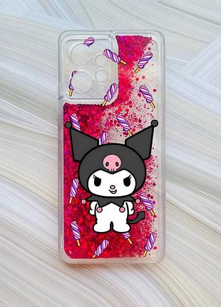 Чехол с плавающими розовыми блестками на xiaomi redmi note 12 4g куроми (принт 390)