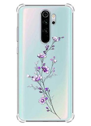 Чехол с утолщёнными углами на xiaomi redmi note 8 pro :: веточка цветов (принт 278)