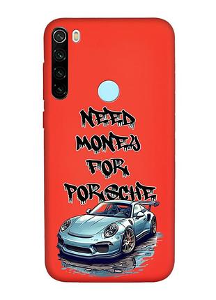 Матовый красный чехол на xiaomi redmi note 8t :: хочу порше (принт 385)
