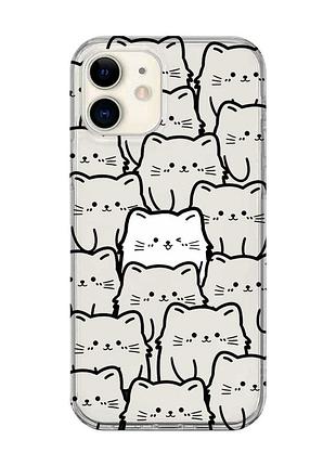 Прозорий чохол на iphone 12 mini котики (принт 392)