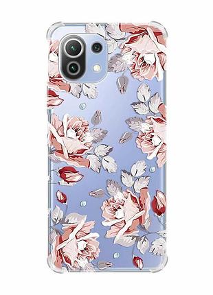 Чохол з потовщеними кутами на xiaomi mi 11 lite :: фон троянди (принт 273)