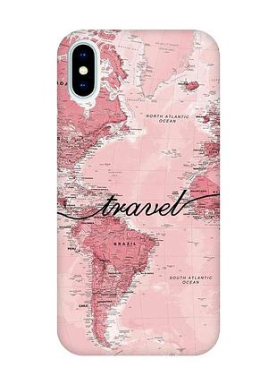 Чохол з рожевими боками на iphone x / xs :: карта (принт 319)