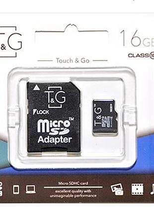 Карта пам'яті 16gb microsdhc class 10 з адаптером sd t&g
