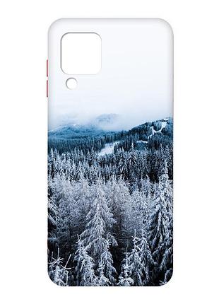 Чехол с красными боками на samsung galaxy m32/a22/m22 4g :: зимний лес (принт 164)