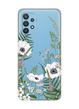 Прозрачный чехол на samsung galaxy a32 :: цветы полевые (принт 363)