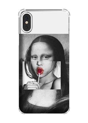 Чохол з потовщеними кутами на iphone x/xs :: сучасна мона ліза (принт 351)