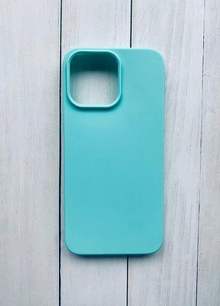 Матовый силиконовый чехол на iphone 15 pro max бирюзовый