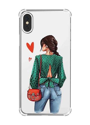 Чехол с утолщёнными углами на iphone x/xs :: девушка в зеленом (принт 224)