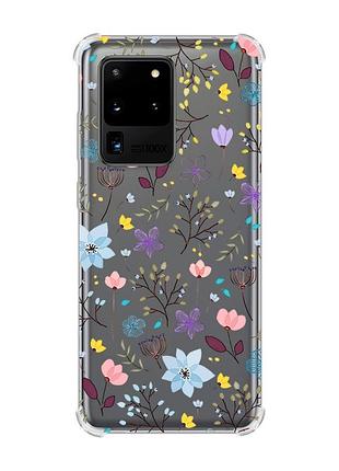Чехол с утолщёнными углами для samsung galaxy s20 ultra :: цветочный фон (принт 267)