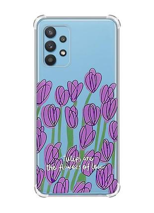 Чохол з потовщеними кутами на samsung galaxy a32 тюльпани (принт 265)