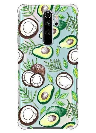 Чехол с утолщёнными углами на xiaomi redmi note 8 pro :: авокадо и кокос (принт 303)