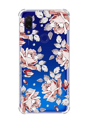 Чехол с утолщёнными углами на xiaomi redmi 7 :: фон розы /принт 273/