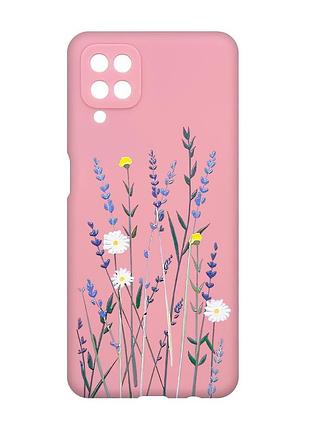 Матовий рожевий чохол на samsung galaxy a12 :: польові квіти (принт 270)