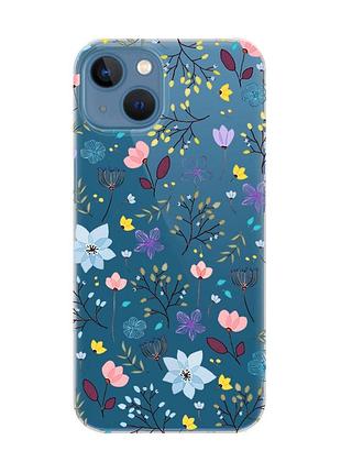 Прозрачный чехол на iphone 13 :: цветочный фон (принт 267)