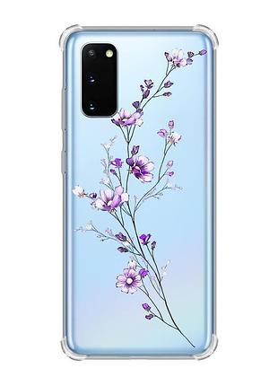 Чохол із потовщеними кутами на samsung galaxy s20 plus :: гілочка квітів (принт 278)
