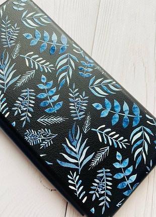 Чехол-книжка с рисунком для xiaomi redmi note 11t черный :: растительный фон (принт 276) 2