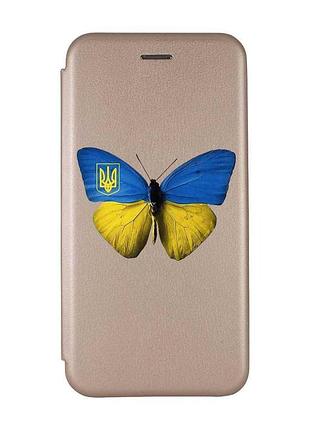 Чехол-книжка с рисунком на xiaomi redmi 7 :: золотой :: бабочка украина /принт 255/