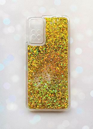 Чехол с плавающими блестками на xiaomi redmi note 11 pro/12 pro 4g золотой