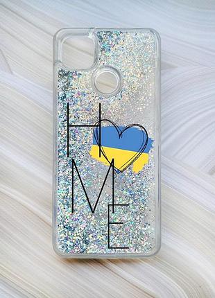 Чехол с плавающими блестками на xiaomi redmi 9c / 10a серебро :: дом украина (принт 353)