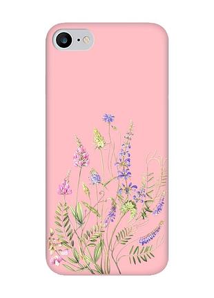 Матовий рожевий чохол на iphone 7 / 8 :: квіткова ідилія (принт 382)