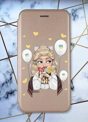 Чохол-книжка з малюнком на xiaomi redmi 7 :: золотий :: українка з солодощами /принт 175/