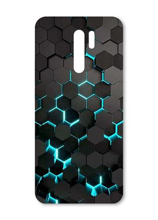 Матовый черный чехол на xiaomi redmi 9 :: соты 3d (принт 357)