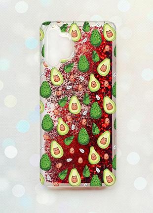 Чохол з плаваючими блискітками samsung galaxy a32 червоний :: авокадо з котиками (принт 301)