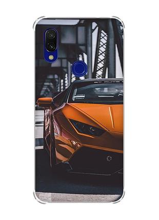 Чохол з потовщеними кутами на xiaomi redmi 7 :: авто помаранчеве /принт 237/