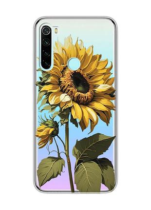 Прозрачный чехол на xiaomi redmi note 8 :: подсолнечник (принт 274)