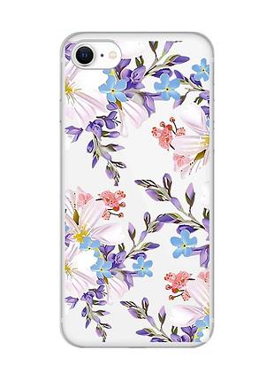 Прозрачный чехол на iphone se 2020 :: цветочный рисунок (принт 272)
