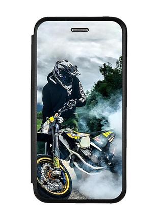 Чохол-книжка з малюнком для samsung galaxy a50 (2019) a505/a30s чорний :: мото драйв (принт 68)