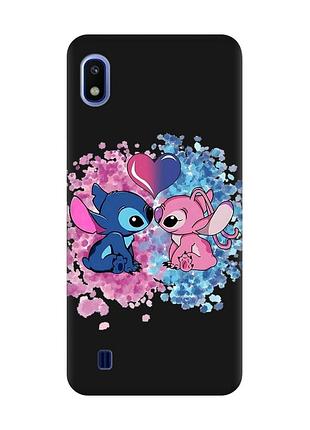 Матовий чорний чохол на samsung galaxy a10 (2019) a105 стіч і ангел (принт 391)