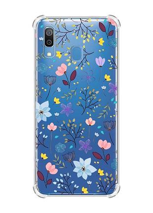 Чехол с утолщёнными углами на samsung galaxy a30 (2019)/a20 (2019) цветочный фон (принт 267)