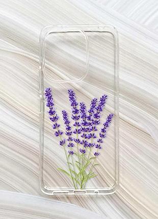 Прозрачный чехол на xiaomi redmi 13 лаванда (принт 28)