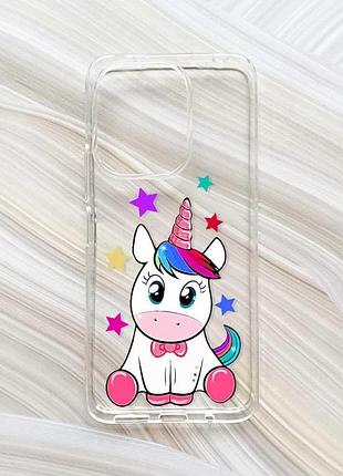 Прозрачный чехол на xiaomi redmi 13 единорог (принт 102)