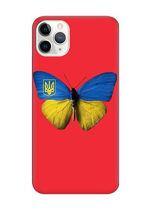 Матовий червоний чохол на iphone 11 pro max (6.5) :: метелик україна (принт 255)
