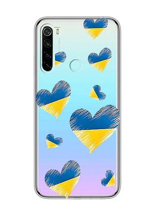 Прозрачный чехол на xiaomi redmi note 8 :: сердечка. украина (принт 258)