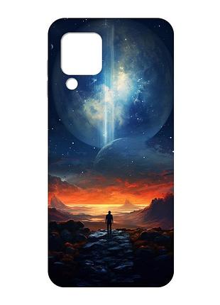 Чехол с розовыми боками на samsung galaxy m32/a22/m22 4g :: космос (принт 247)