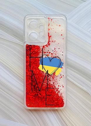 Чехол с плавающими красными блестками на xiaomi redmi note 12 4g дом украина (принт 353)