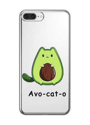 Прозрачный чехол на iphone 7 plus/8 plus :: котик авокадо (принт 306)