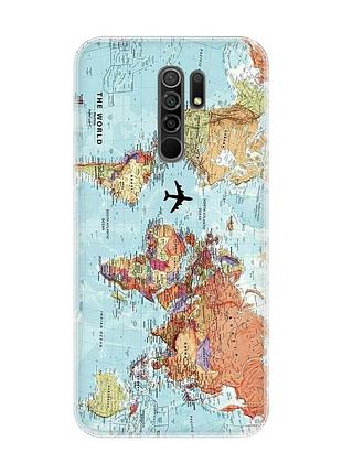Чехол на xiaomi redmi 9 :: карта мира (принт 318)
